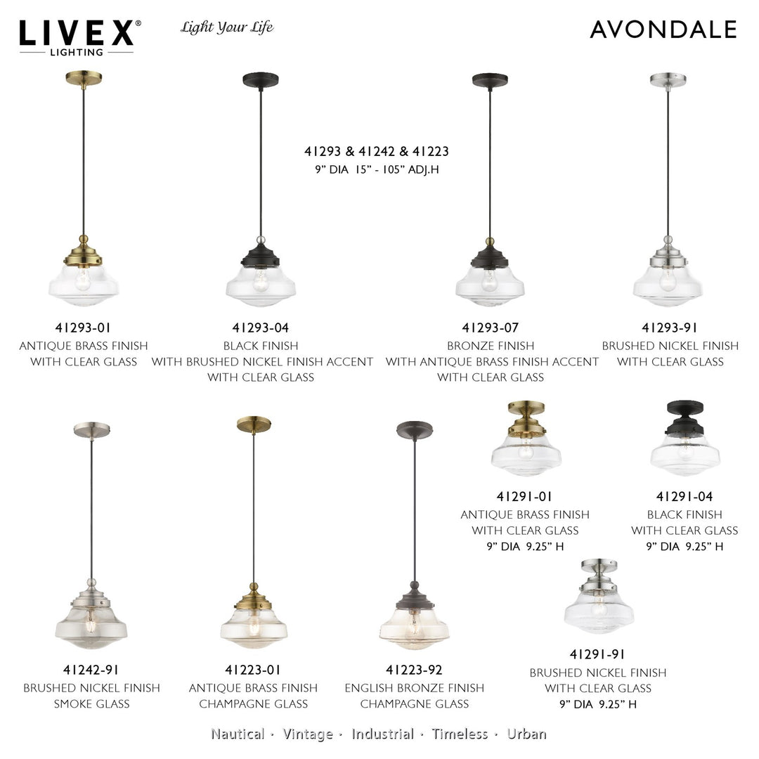 1 Light Bronze With Antique Brass Accent Mini Pendant