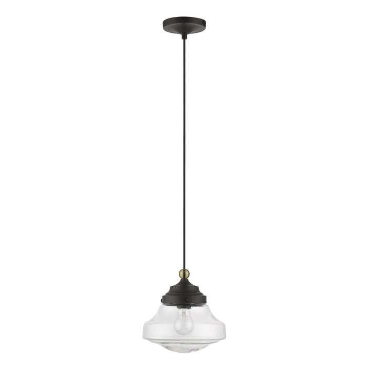1 Light Bronze With Antique Brass Accent Mini Pendant