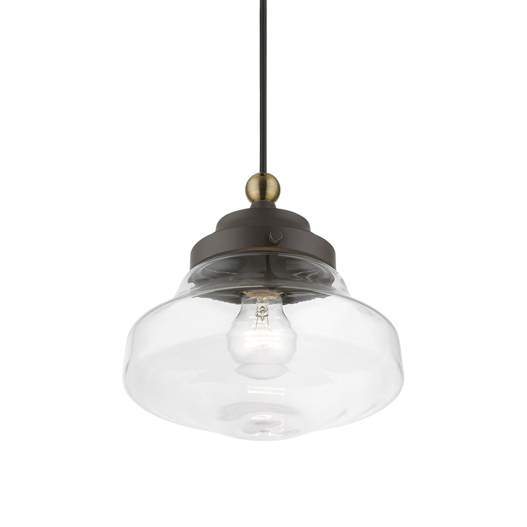 1 Light Bronze With Antique Brass Accent Mini Pendant