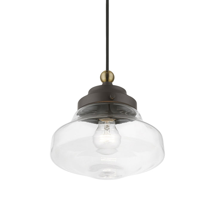 1 Light Bronze With Antique Brass Accent Mini Pendant