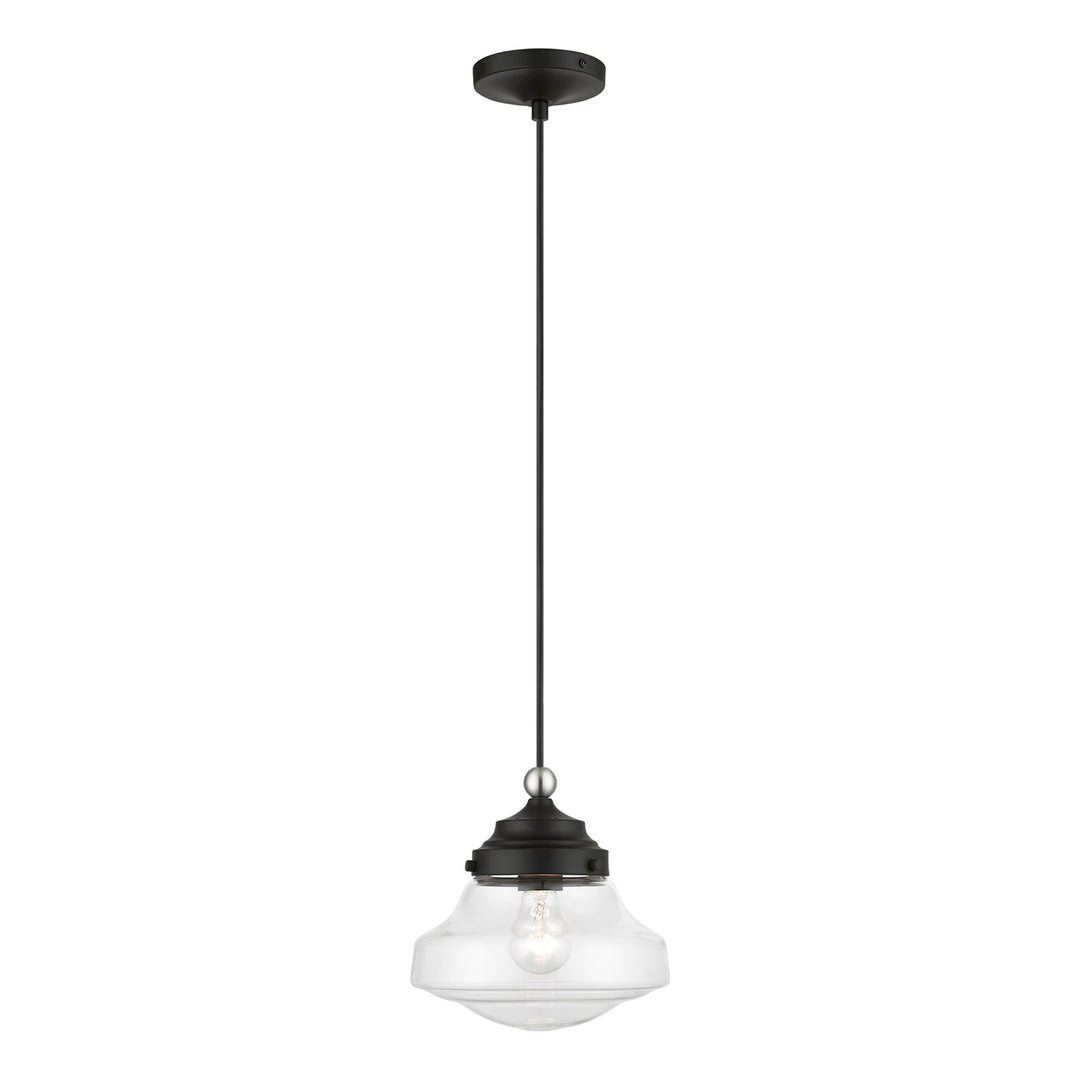 1 Light Black With Brushed Nickel Accent Mini Pendant by Livex Lighting