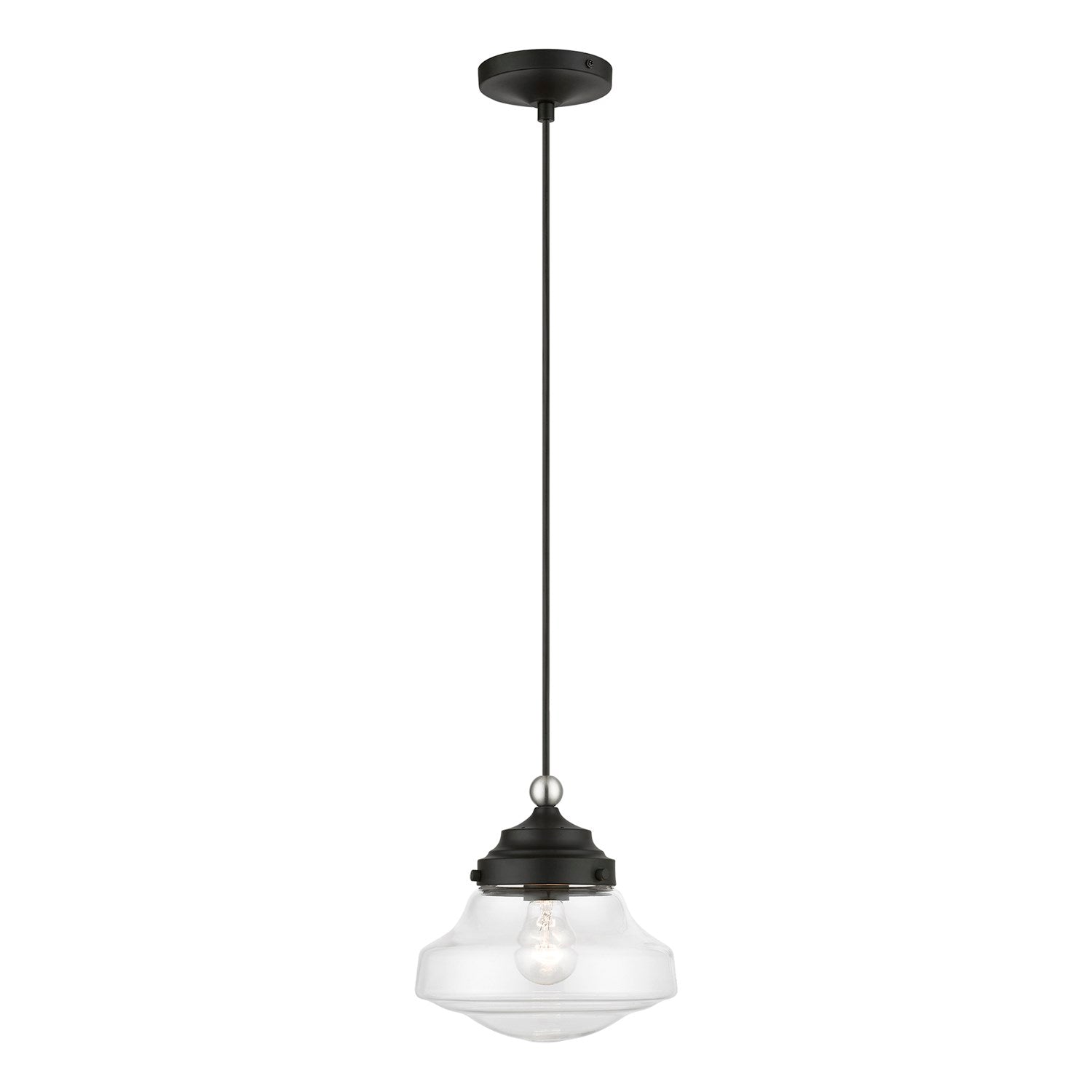 1 Light Black With Brushed Nickel Accent Mini Pendant by Livex Lighting