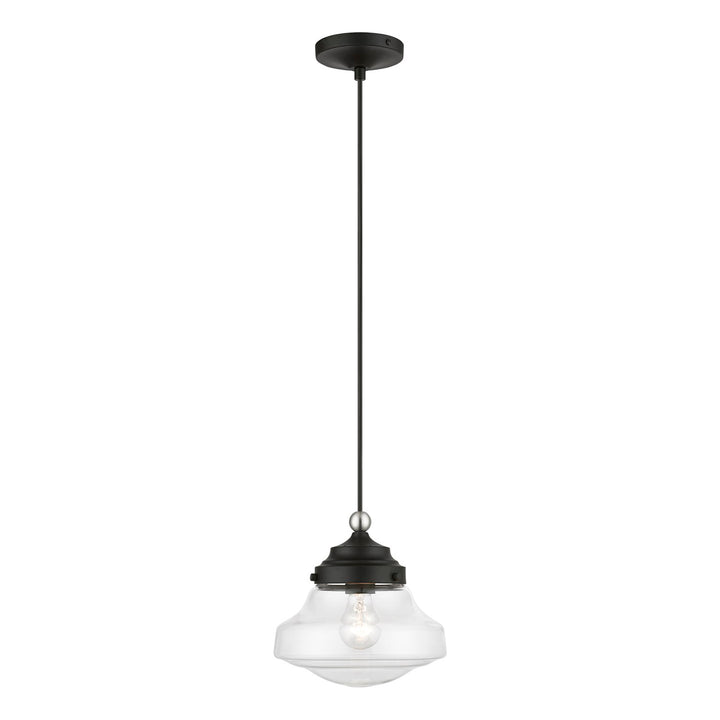 1 Light Black With Brushed Nickel Accent Mini Pendant by Livex Lighting