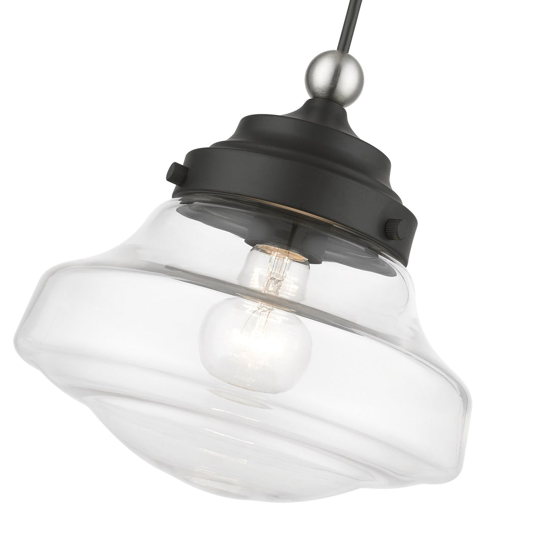 1 Light Black With Brushed Nickel Accent Mini Pendant