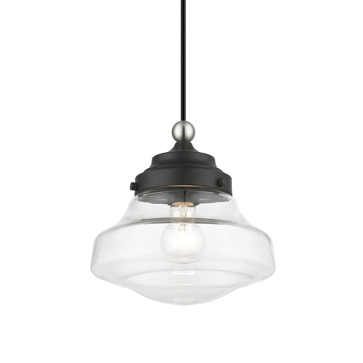 1 Light Black With Brushed Nickel Accent Mini Pendant