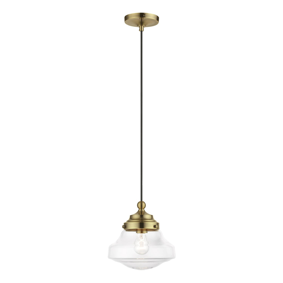 1 Light Antique Brass Mini Pendant by Livex Lighting