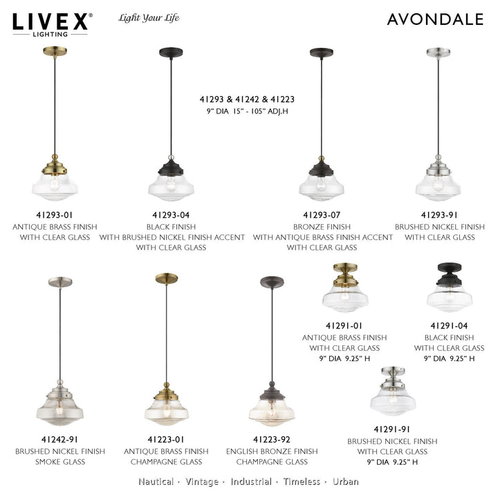 1 Light Antique Brass Mini Pendant
