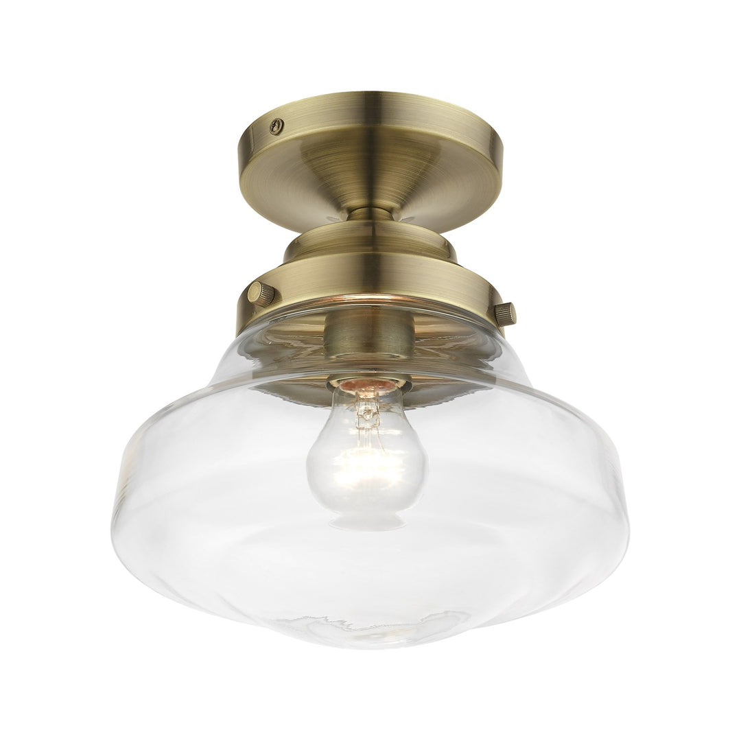 1 Light Antique Brass Semi-Flush