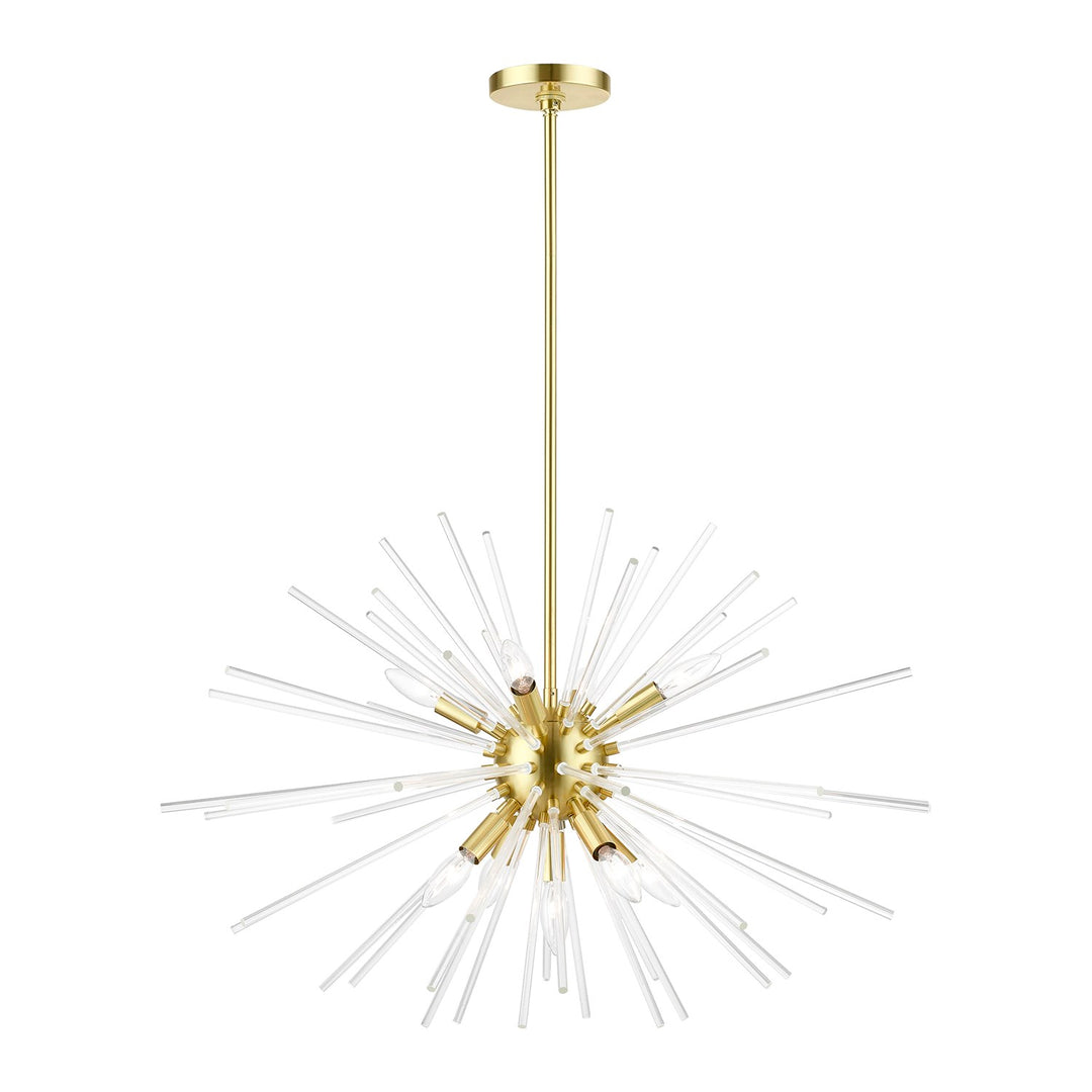 9 Light Satin Brass Large Pendant Chandelier by Livex Lighting