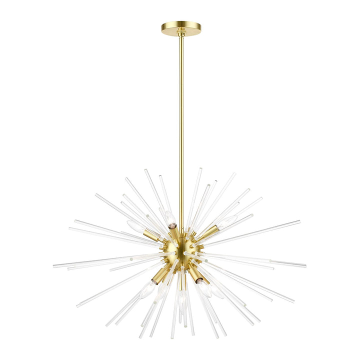 9 Light Satin Brass Large Pendant Chandelier by Livex Lighting
