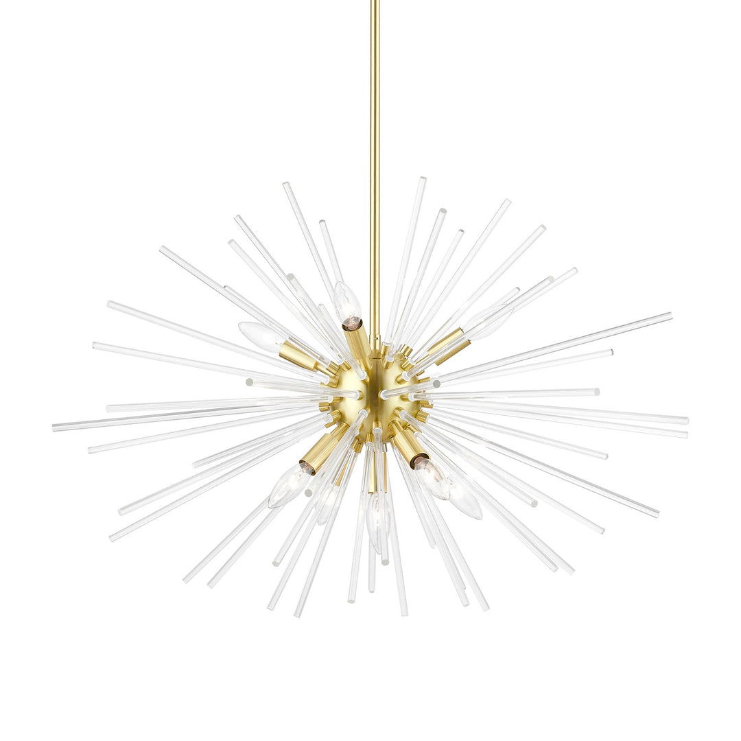 9 Light Satin Brass Large Pendant Chandelier
