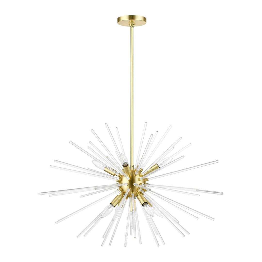 9 Light Satin Brass Large Pendant Chandelier