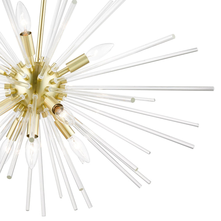 9 Light Satin Brass Large Pendant Chandelier