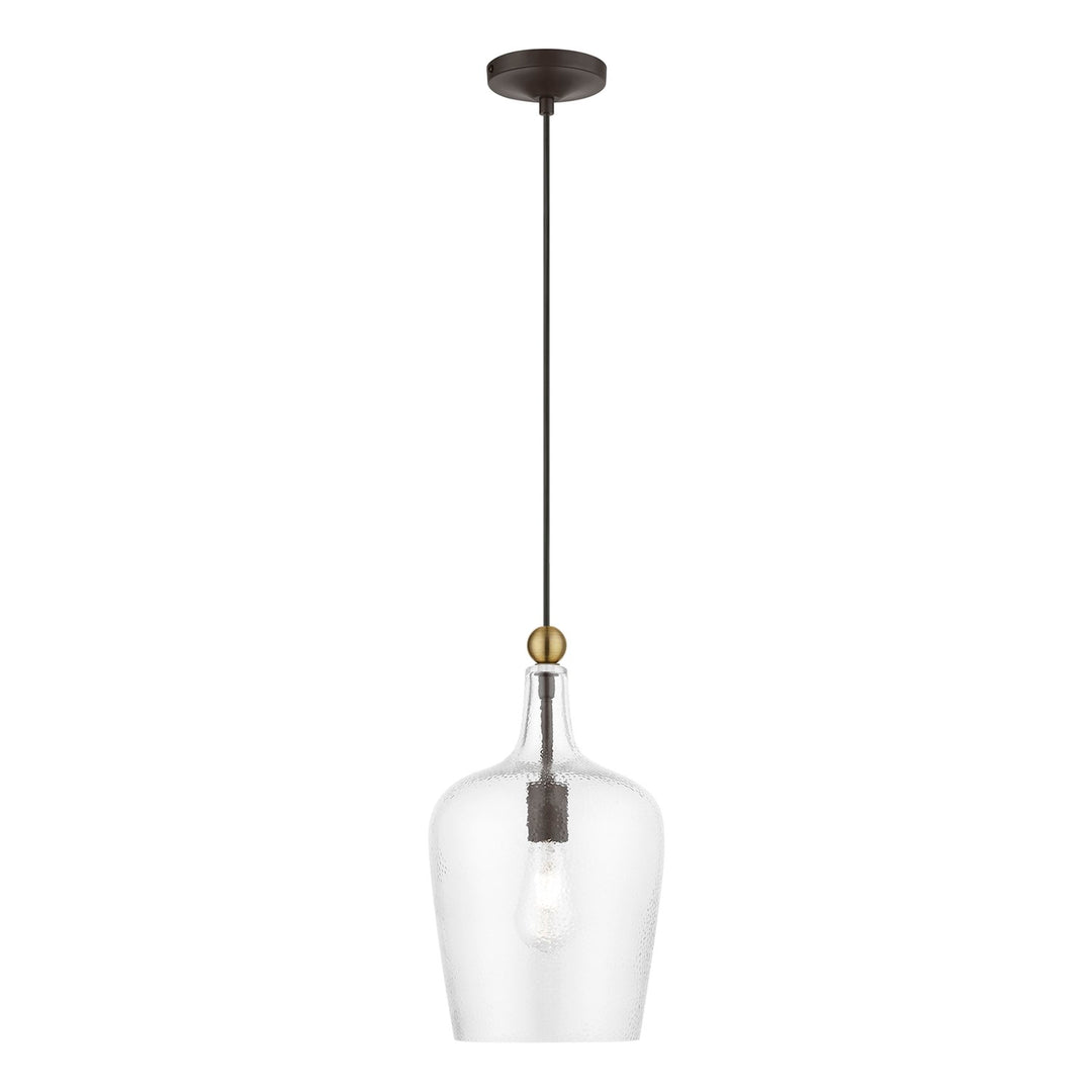 1 Light Bronze With Antique Brass Accent Single Pendant by Livex Lighting