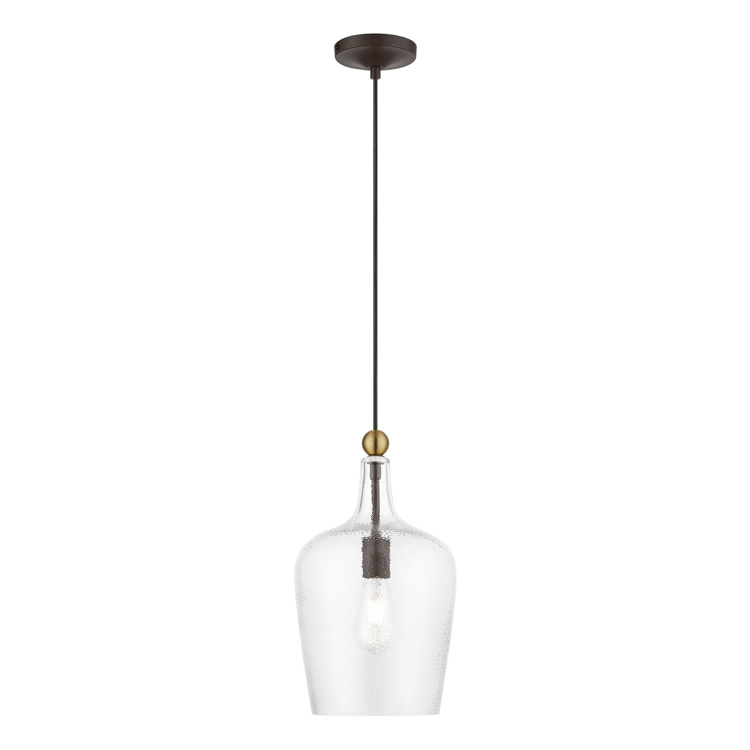 1 Light Bronze With Antique Brass Accent Single Pendant by Livex Lighting