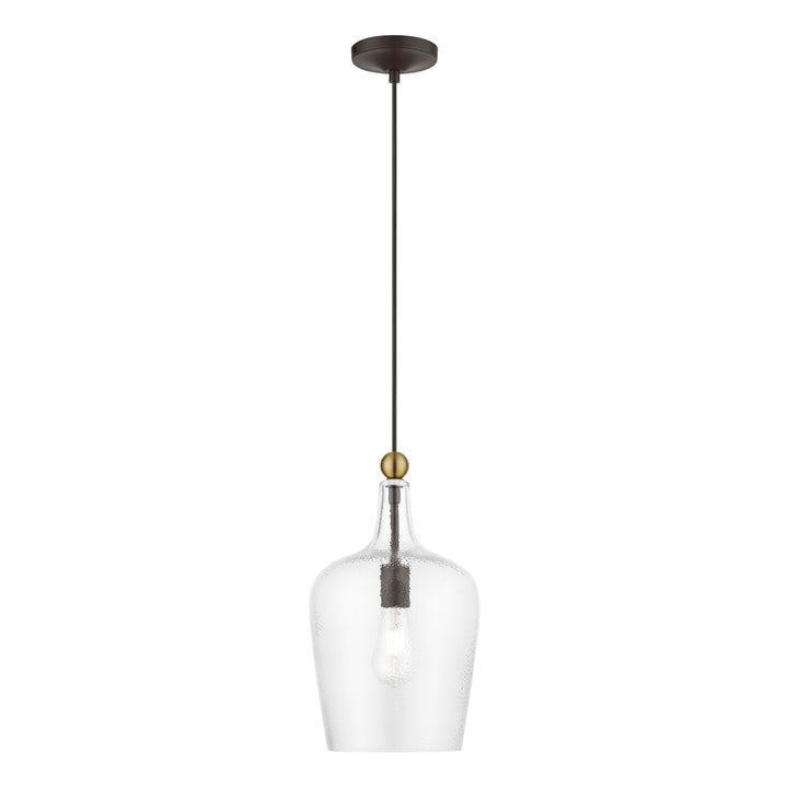 1 Light Bronze With Antique Brass Accent Single Pendant by Livex Lighting