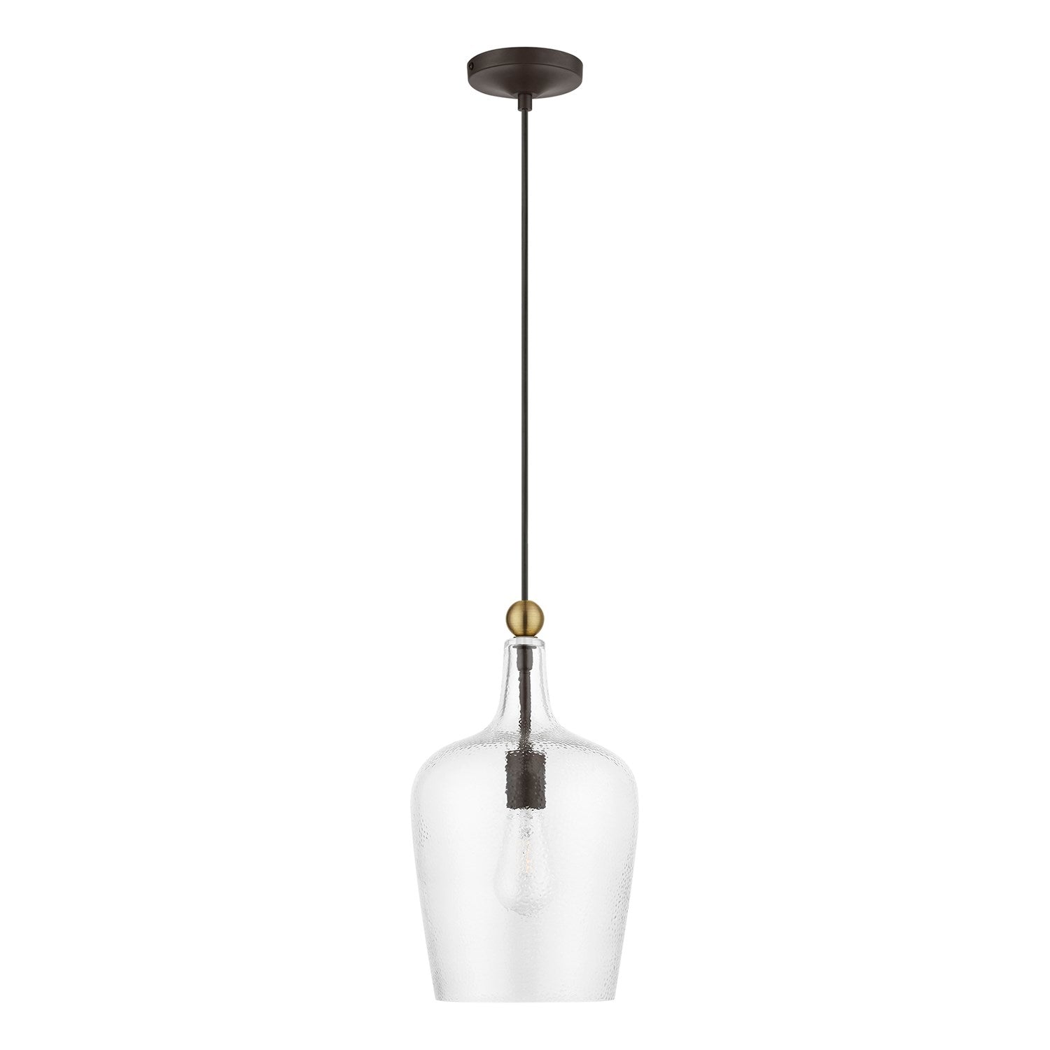 1 Light Bronze With Antique Brass Accent Single Pendant