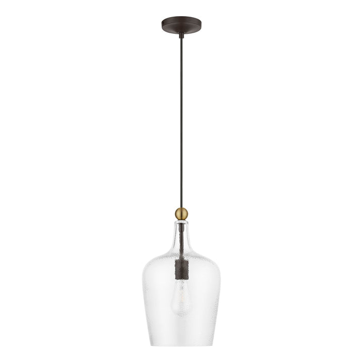 1 Light Bronze With Antique Brass Accent Single Pendant