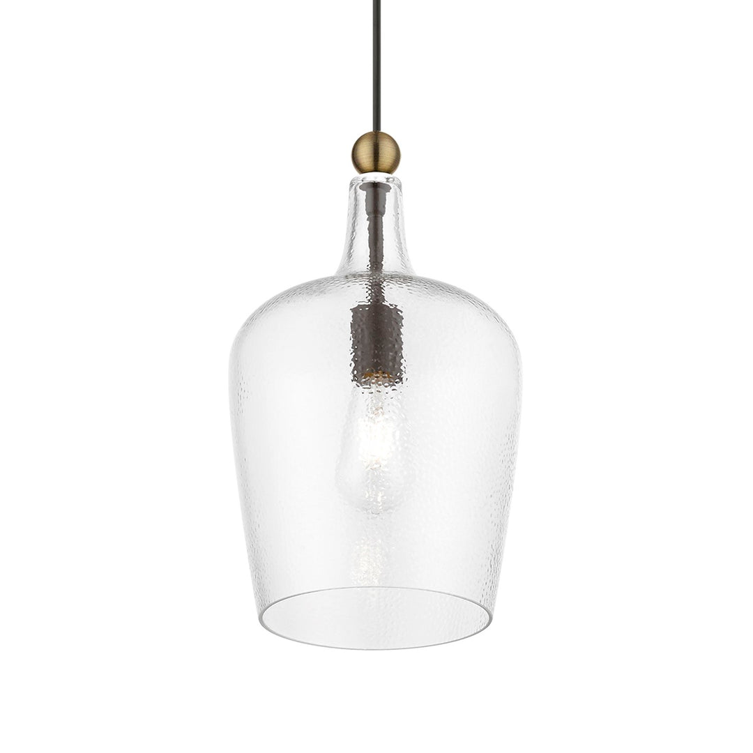 1 Light Bronze With Antique Brass Accent Single Pendant