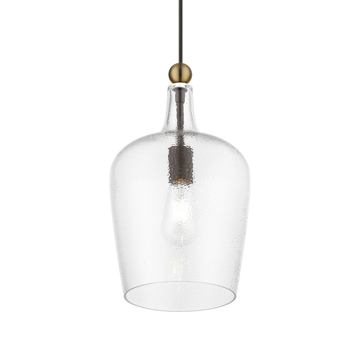 1 Light Bronze With Antique Brass Accent Single Pendant