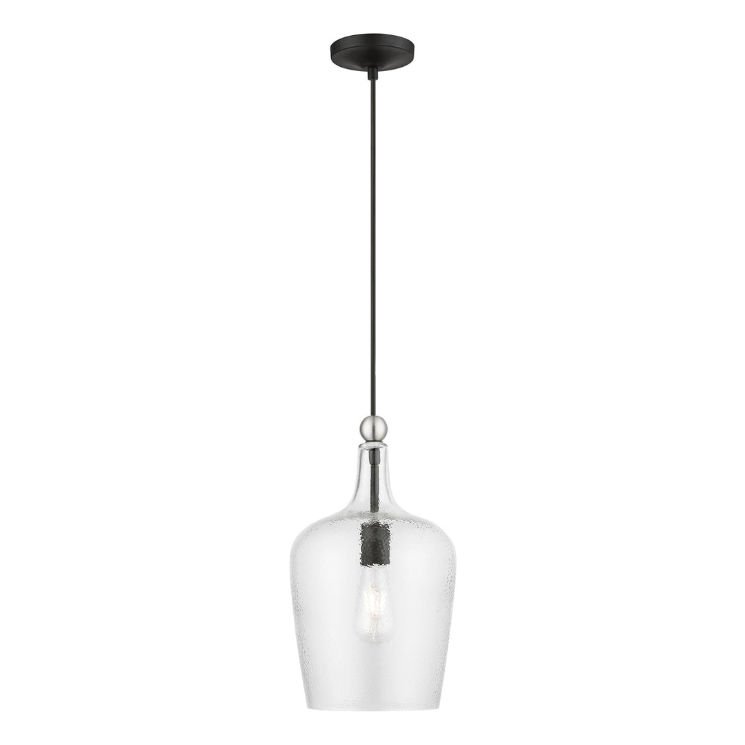 1 Light Black With Brushed Nickel Accent Single Pendant by Livex Lighting
