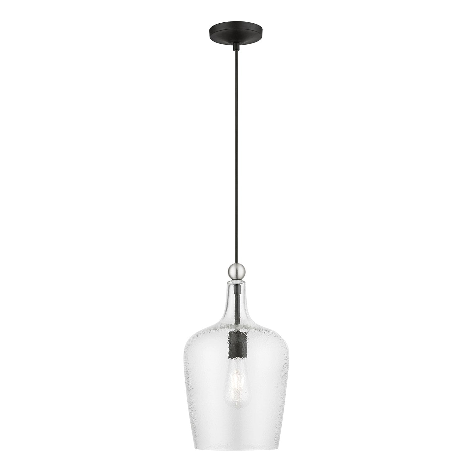 1 Light Black With Brushed Nickel Accent Single Pendant by Livex Lighting