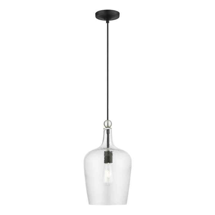 1 Light Black With Brushed Nickel Accent Single Pendant by Livex Lighting
