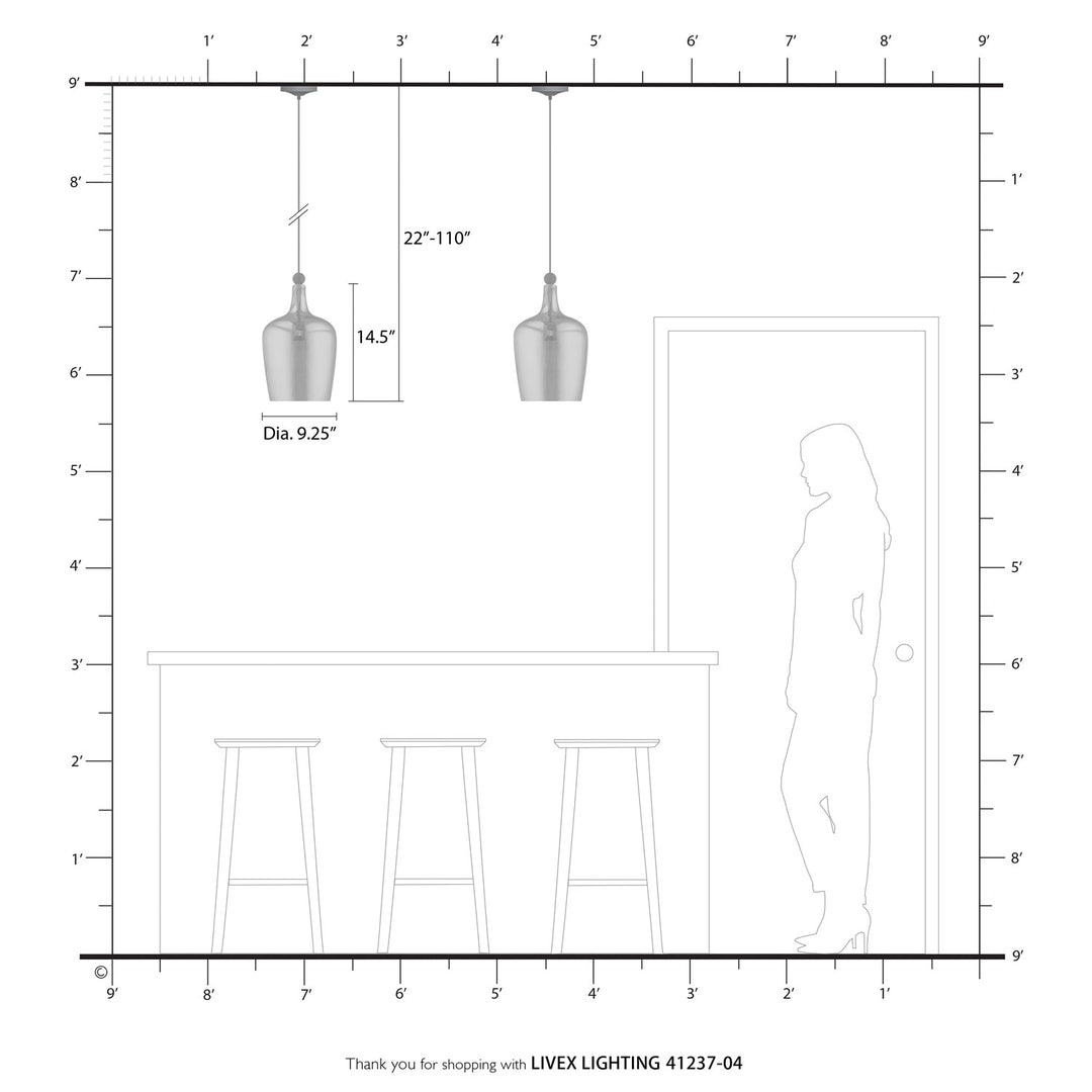 1 Light Black With Brushed Nickel Accent Single Pendant