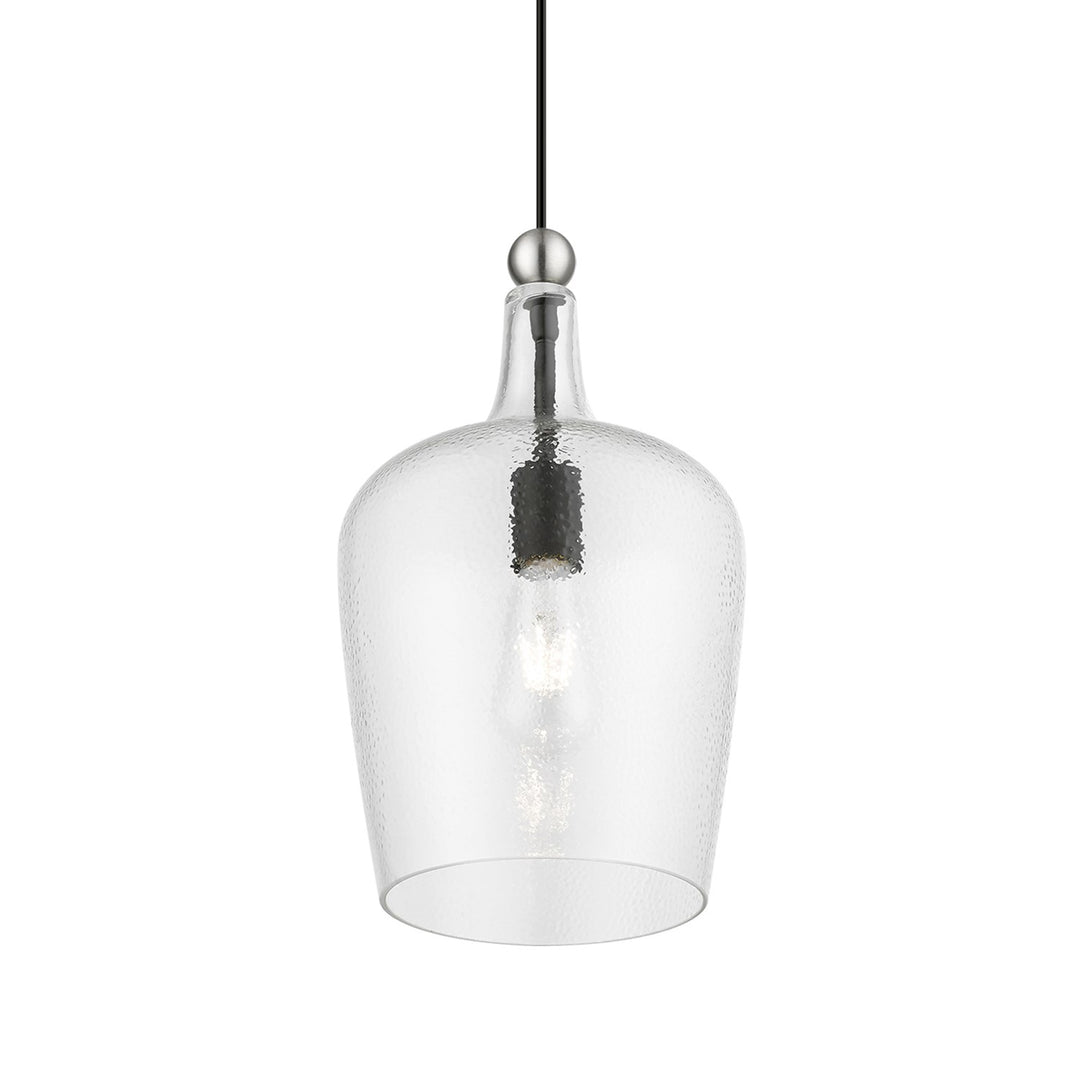 1 Light Black With Brushed Nickel Accent Single Pendant