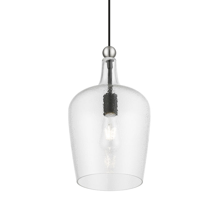 1 Light Black With Brushed Nickel Accent Single Pendant