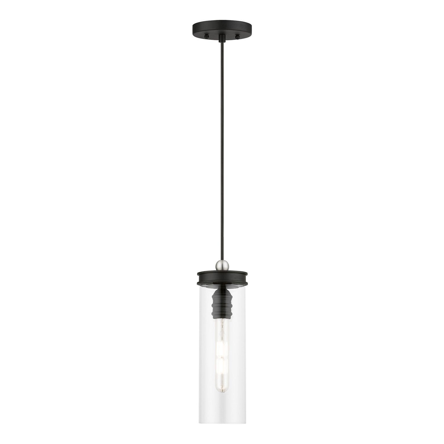 1 Light Black With Brushed Nickel Accent Mini Pendant by Livex Lighting