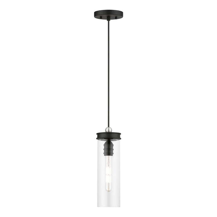 1 Light Black With Brushed Nickel Accent Mini Pendant by Livex Lighting