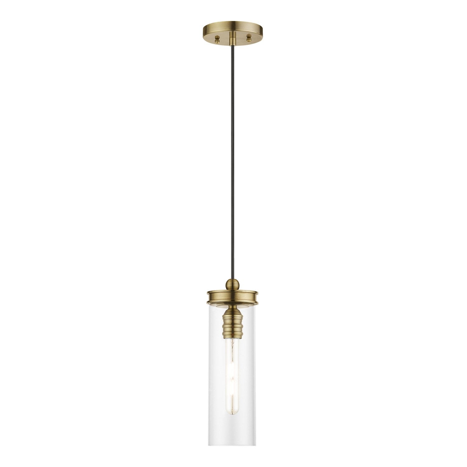 1 Light Antique Brass Mini Pendant by Livex Lighting