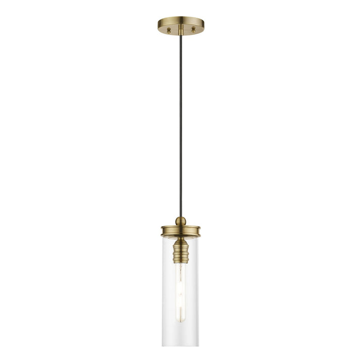 1 Light Antique Brass Mini Pendant by Livex Lighting