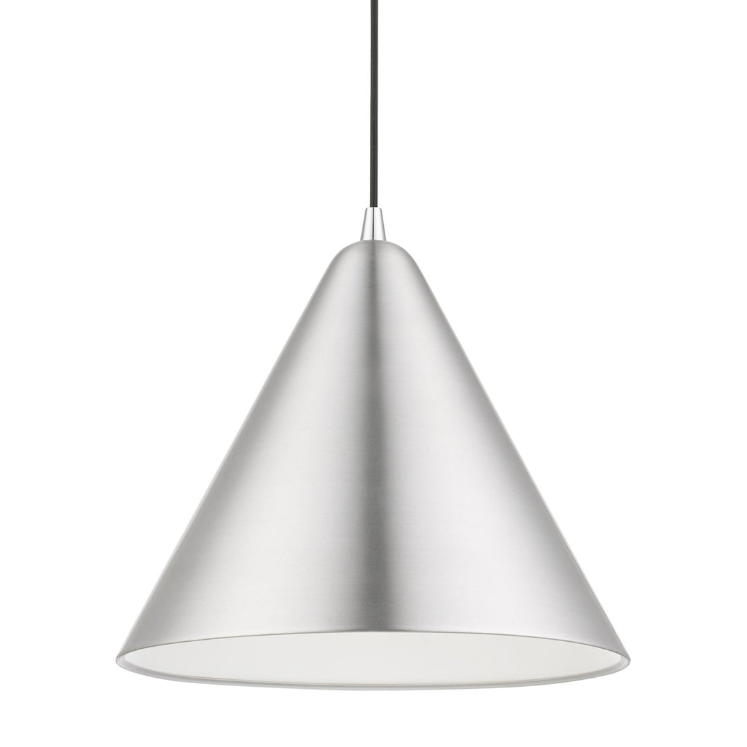 1 Light Brushed Aluminum With Polished Chrome Accents Pendant