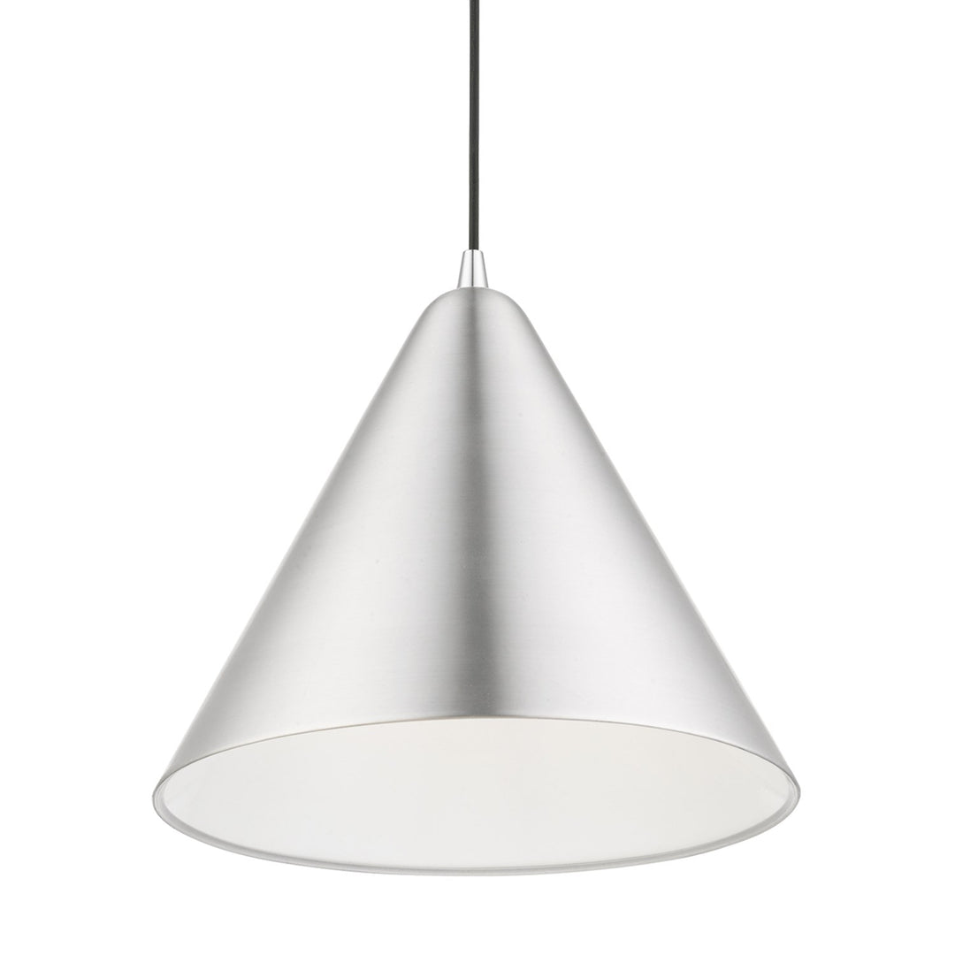 1 Light Brushed Aluminum With Polished Chrome Accents Pendant
