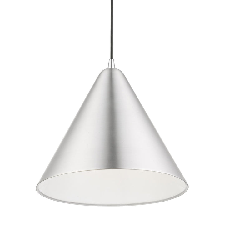 1 Light Brushed Aluminum With Polished Chrome Accents Pendant