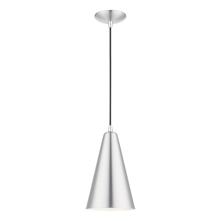 1 Light Brushed Aluminum With Polished Chrome Accents Mini Pendant by Livex Lighting