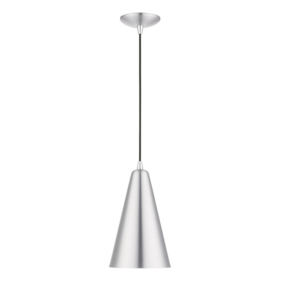 1 Light Brushed Aluminum With Polished Chrome Accents Mini Pendant