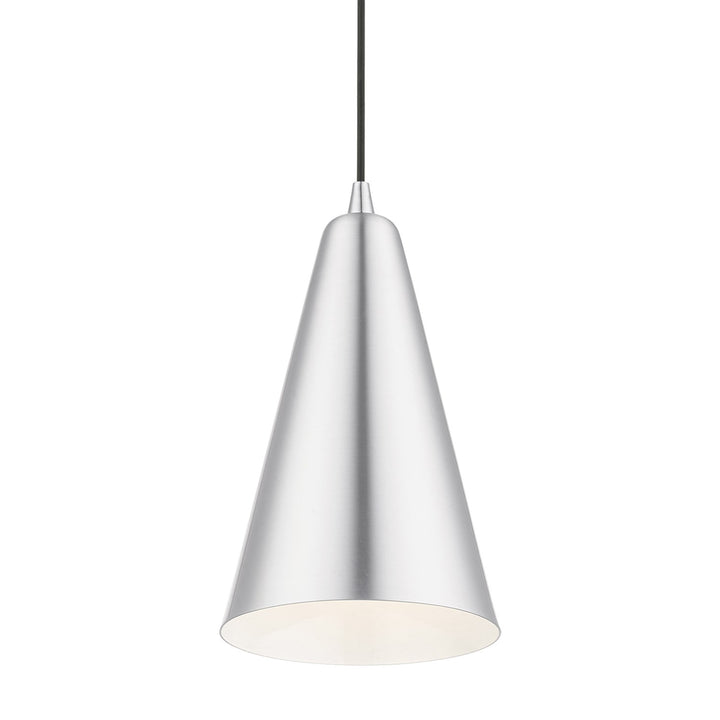 1 Light Brushed Aluminum With Polished Chrome Accents Mini Pendant