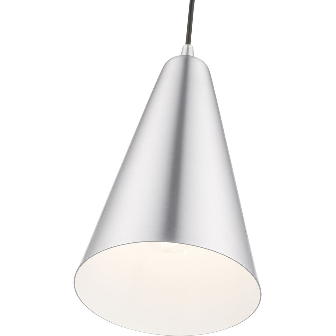 1 Light Brushed Aluminum With Polished Chrome Accents Mini Pendant