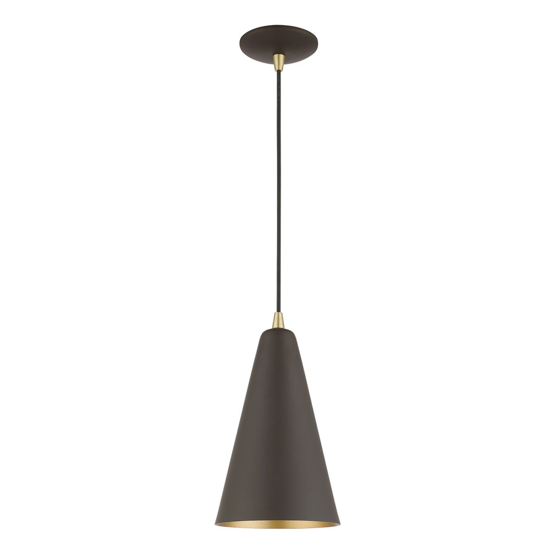 1 Light Bronze With Antique Brass Accents Mini Pendant by Livex Lighting