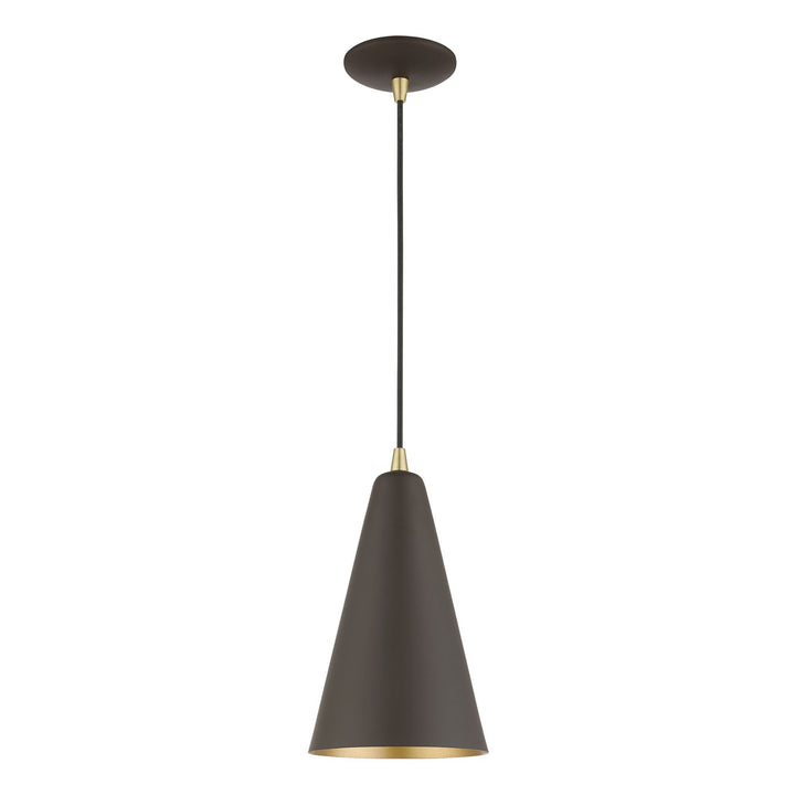 1 Light Bronze With Antique Brass Accents Mini Pendant by Livex Lighting