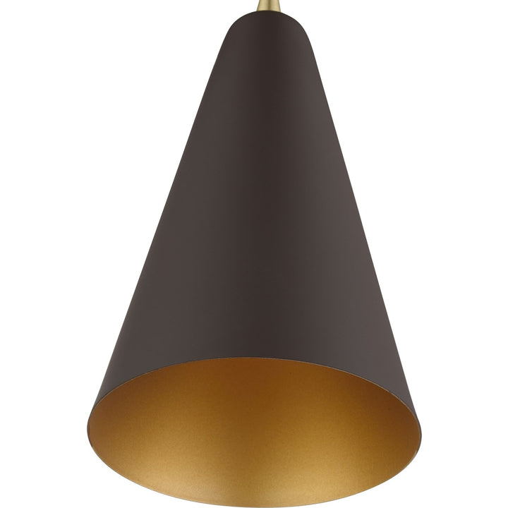 1 Light Bronze With Antique Brass Accents Mini Pendant
