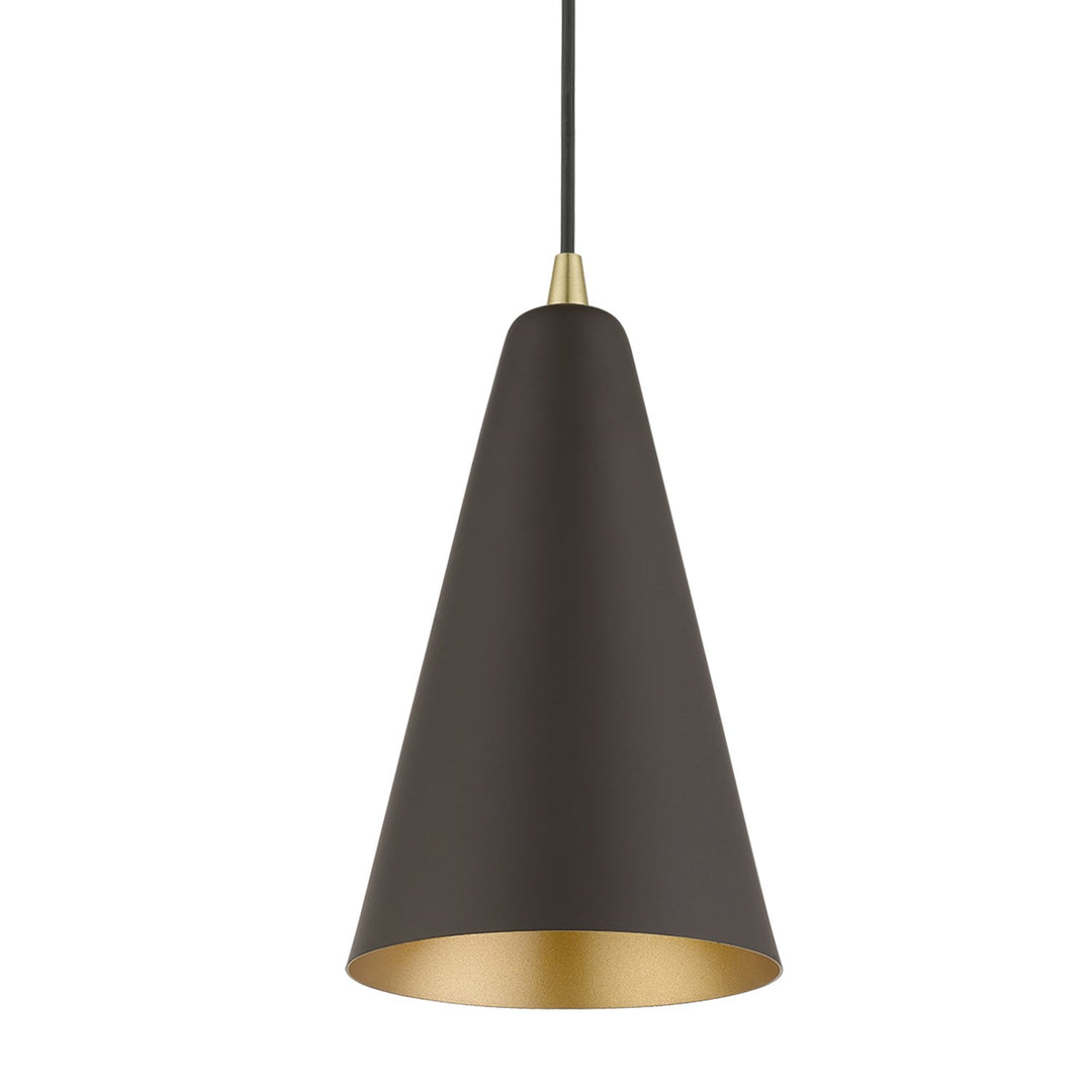 1 Light Bronze With Antique Brass Accents Mini Pendant