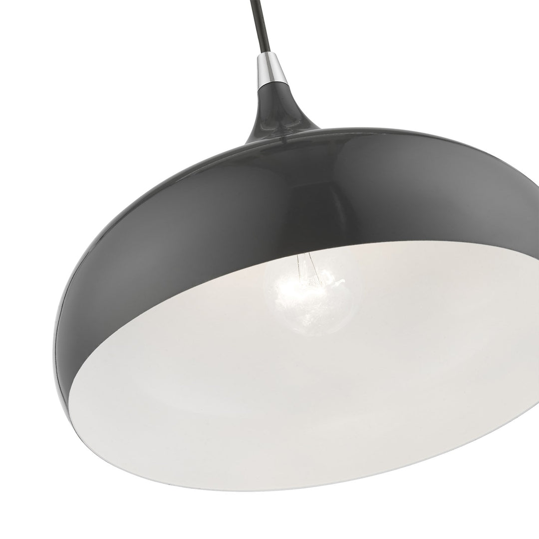 1 Light Shiny Dark Gray With Polished Chrome Accents Pendant