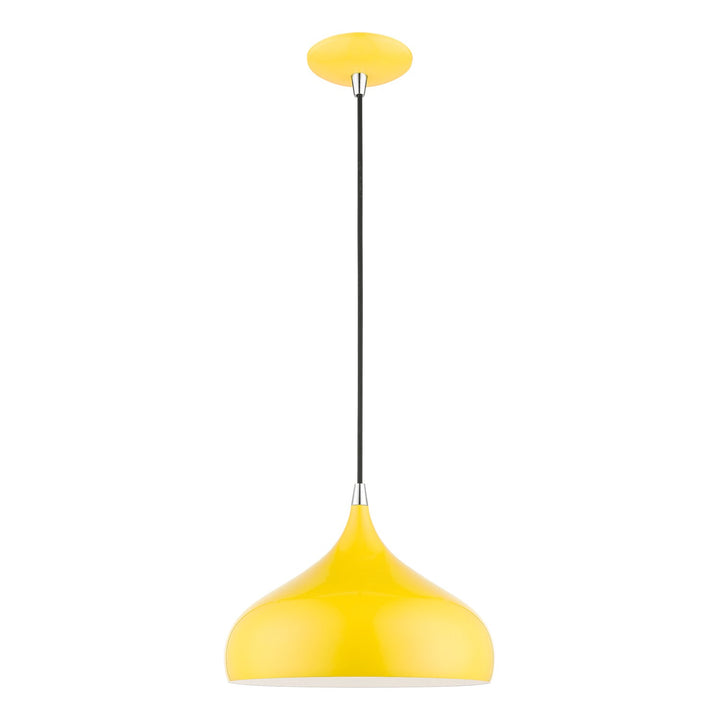 1 Light Shiny Yellow With Polished Chrome Accents Pendant by Livex Lighting