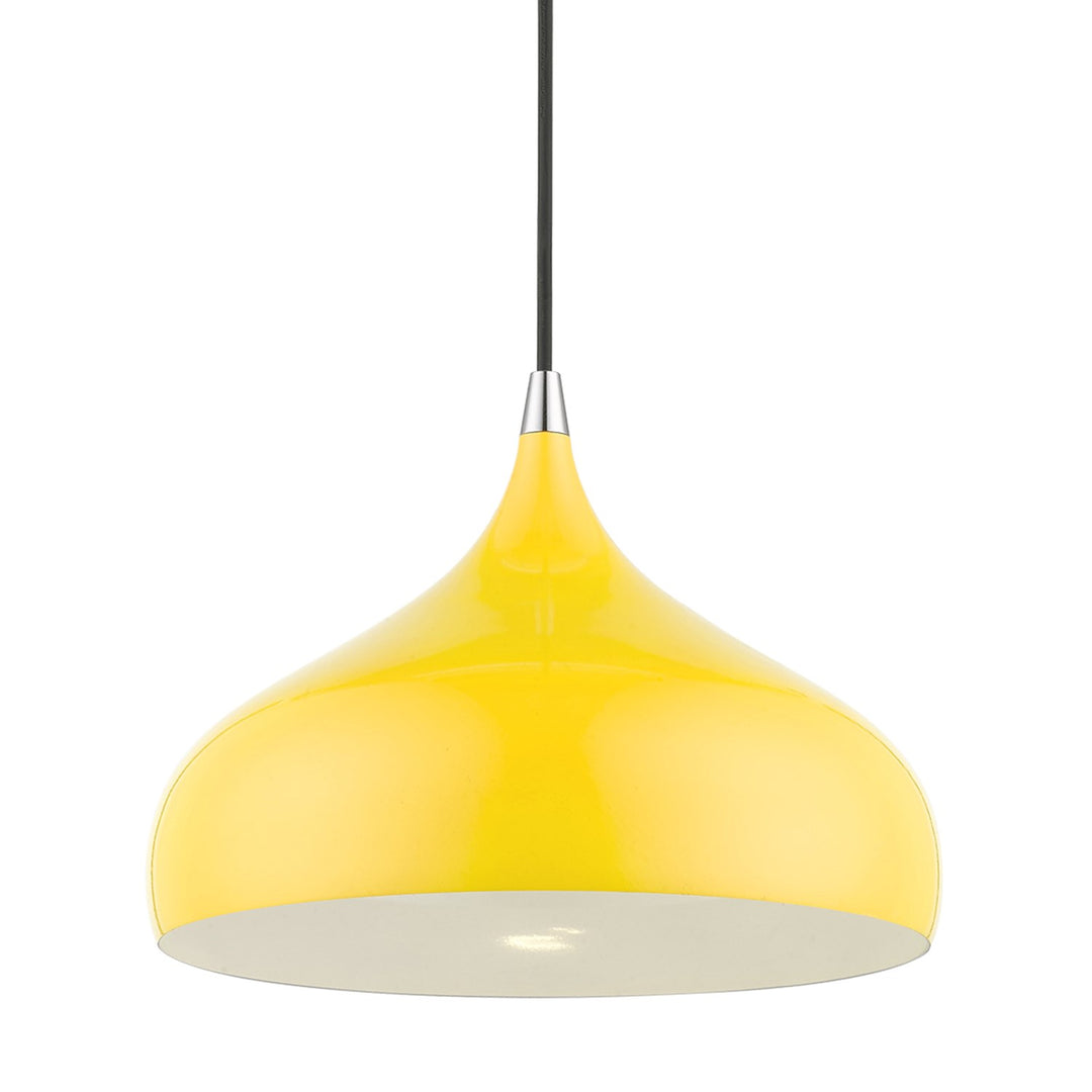 1 Light Shiny Yellow With Polished Chrome Accents Pendant