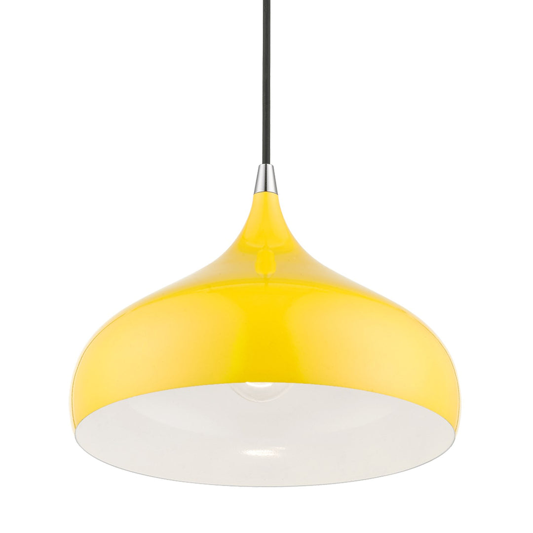 1 Light Shiny Yellow With Polished Chrome Accents Pendant