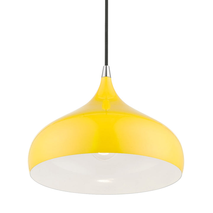 1 Light Shiny Yellow With Polished Chrome Accents Pendant
